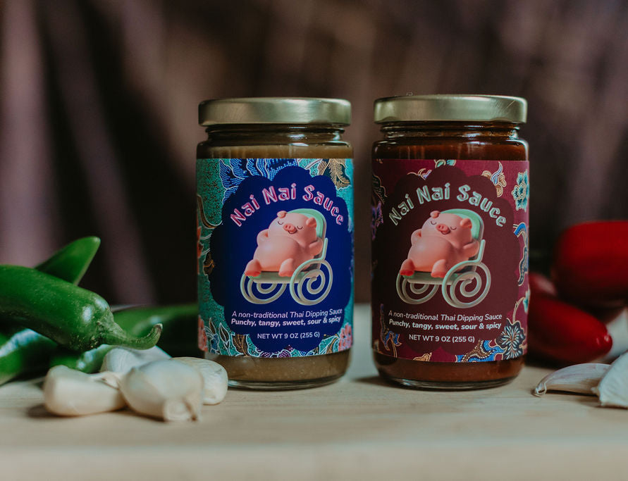 Nai Nai Sauce is a non-traditional Thai dipping sauce that is punchy, tangy, sweet, sour & spicy.